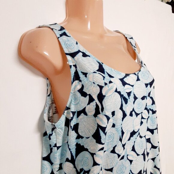 J. Jill Seashell Womens A-line Sleeveless Dress Size MP Blue Side Pockets - Picture 2 of 12